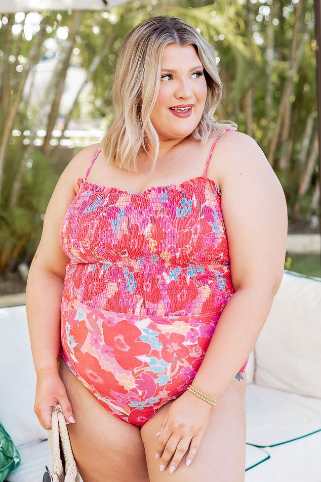 Found My Paradise One Piece Swimsuit in Watercolor Red Floral Print sold by Pink Lily product image thumbnail 6