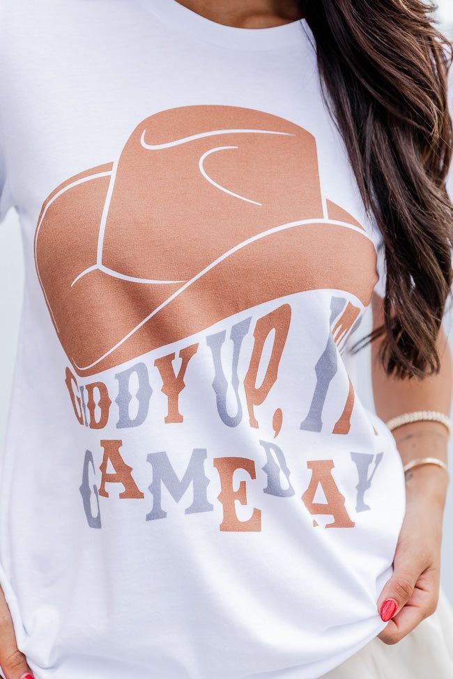 Giddy up its Gameday Burnt Orange White Graphic Tee sold by Pink Lily product image thumbnail 4