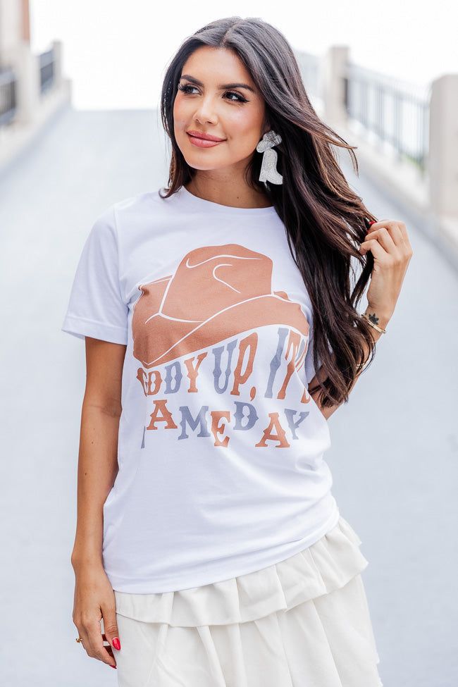 Giddy up its Gameday Burnt Orange White Graphic Tee sold by Pink Lily product image thumbnail 2