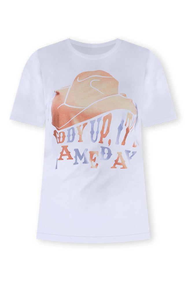 Giddy up its Gameday Burnt Orange White Graphic Tee sold by Pink Lily product image thumbnail 6