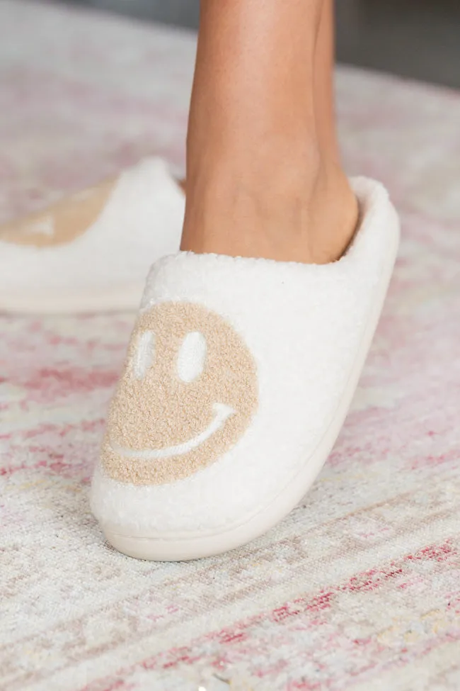 Tan and White Smiley Slippers sold by Pink Lily product image thumbnail 2
