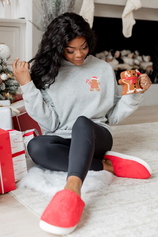 Gingerbread Man Grey Graphic Sweatshirt sold by Pink Lily product image thumbnail 4