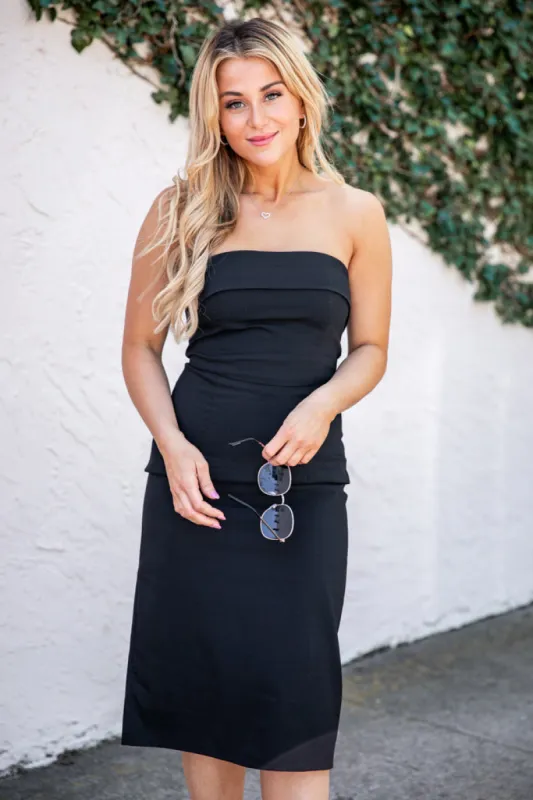 This Isn't Goodbye Black Strapless Mini Dress FINAL SALE sold by Pink Lily