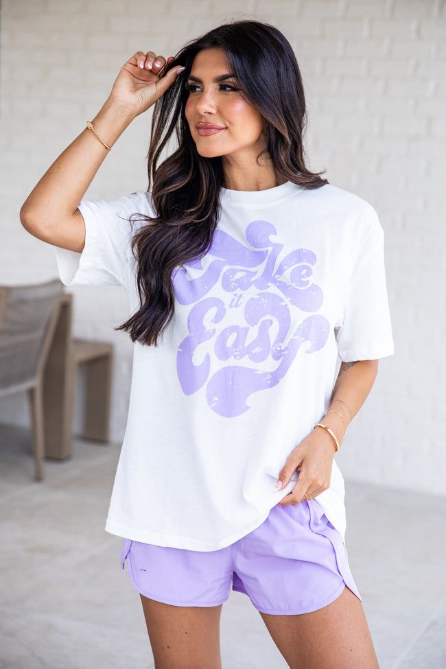 Take It Easy White Graphic Tee FINAL SALE sold by Pink Lily