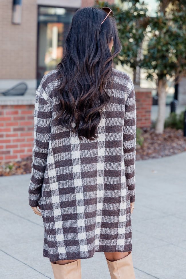 Time Rolls By Brown Plaid Cardigan Coat sold by Pink Lily product image thumbnail 5