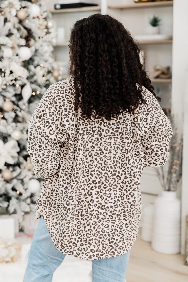 Feeling Wild Beige Leopard Print Corduroy Shacket FINAL SALE sold by Pink Lily product image thumbnail 4