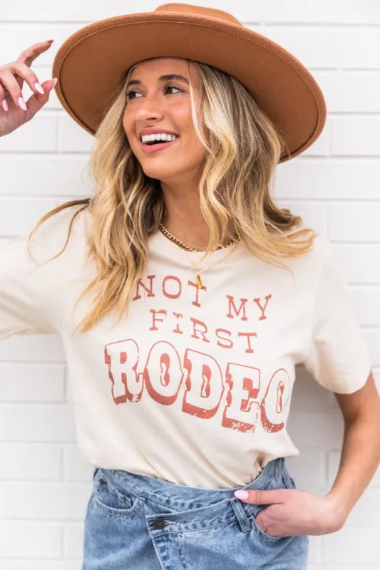 Not My First Rodeo Graphic Soft Cream Tee FINAL SALE sold by Pink Lily