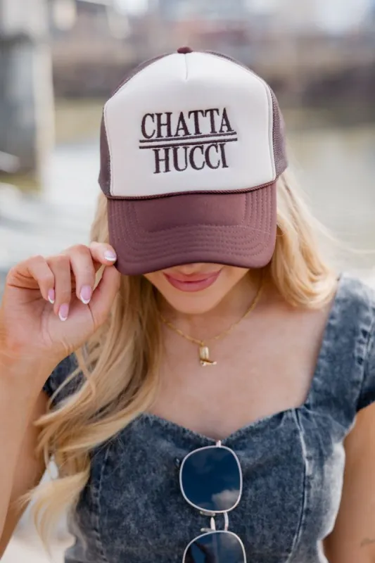Chatta Hucci Tan/Brown Trucker Hat sold by Pink Lily