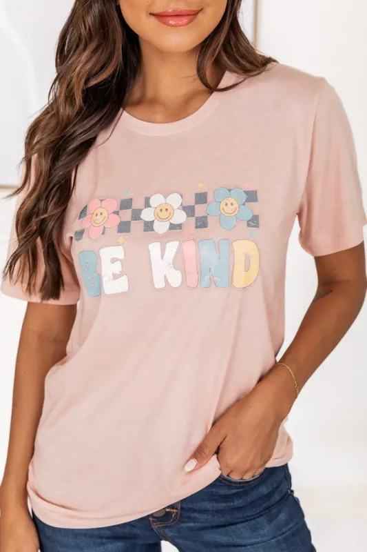 Be Kind Daisy Peach Graphic Tee sold by Pink Lily