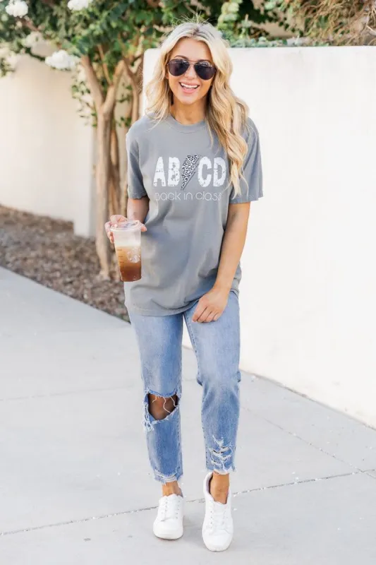 ABCD Back In Class Grey Comfort Color Graphic Tee sold by Pink Lily