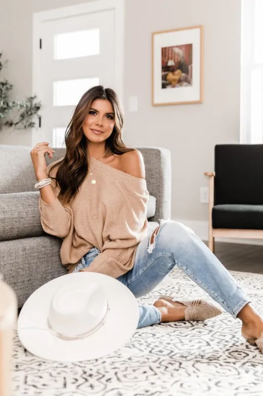 Lost Hope Taupe Pullover Knit Sweater FINAL SALE sold by Pink Lily