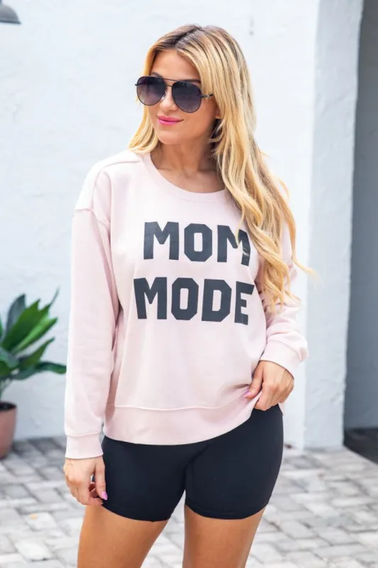 Mom Mode Graphic Pale Pink Sweatshirt FINAL SALE sold by Pink Lily