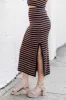 A Little Extra Black And Brown Striped Crochet Midi Skirt FINAL SALE sold by Pink Lily