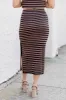 A Little Extra Black And Brown Striped Crochet Midi Skirt FINAL SALE sold by Pink Lily