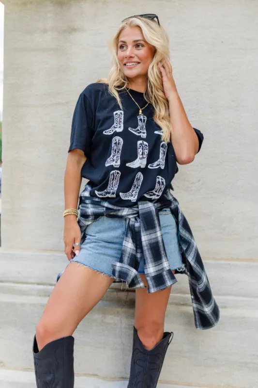 Boots Black Oversized Graphic Tee sold by Pink Lily