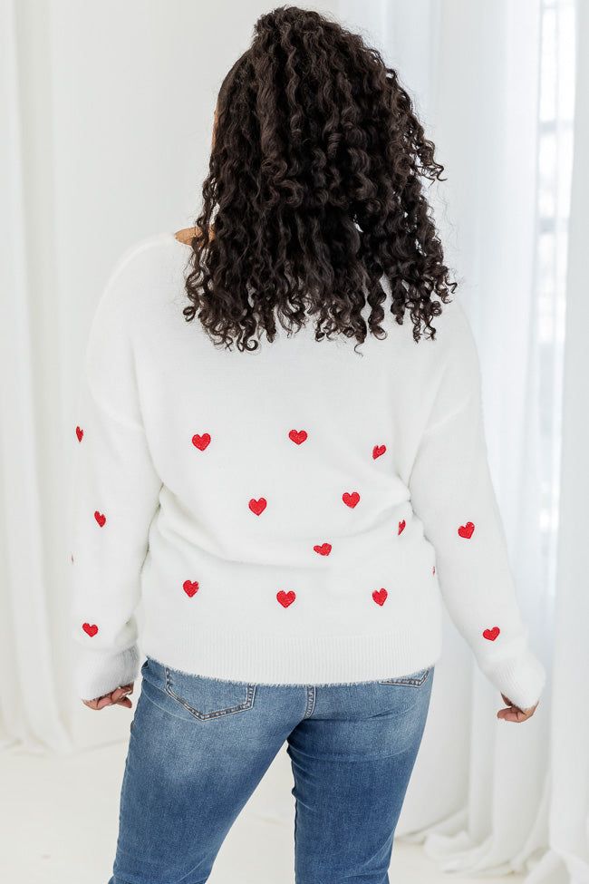 Distant Thoughts Ivory V-Neck Heart Sweater FINAL SALE sold by Pink Lily product image thumbnail 4