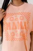 Mama Checkered Daisy Coral Oversized Graphic Tee sold by Pink Lily