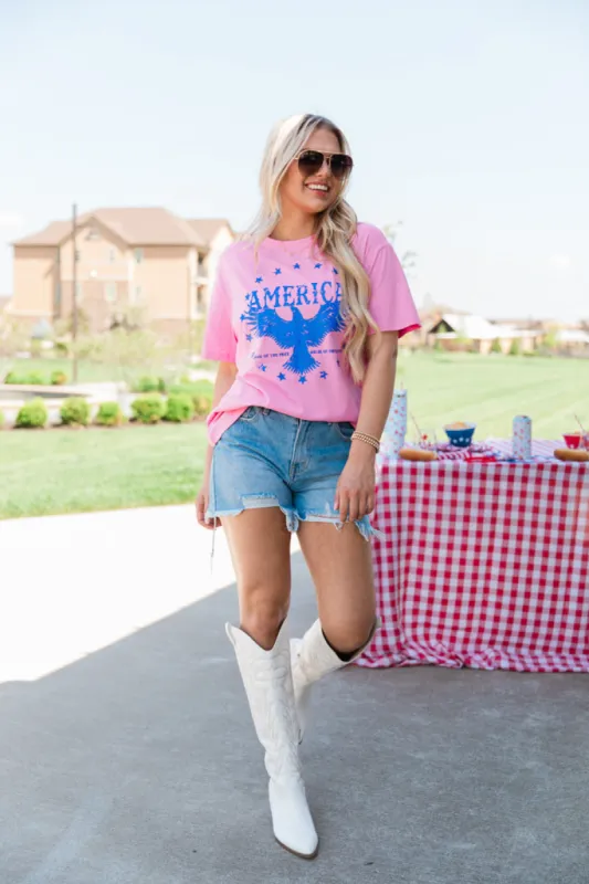 American Eagle Hot Pink Oversized Graphic Tee sold by Pink Lily
