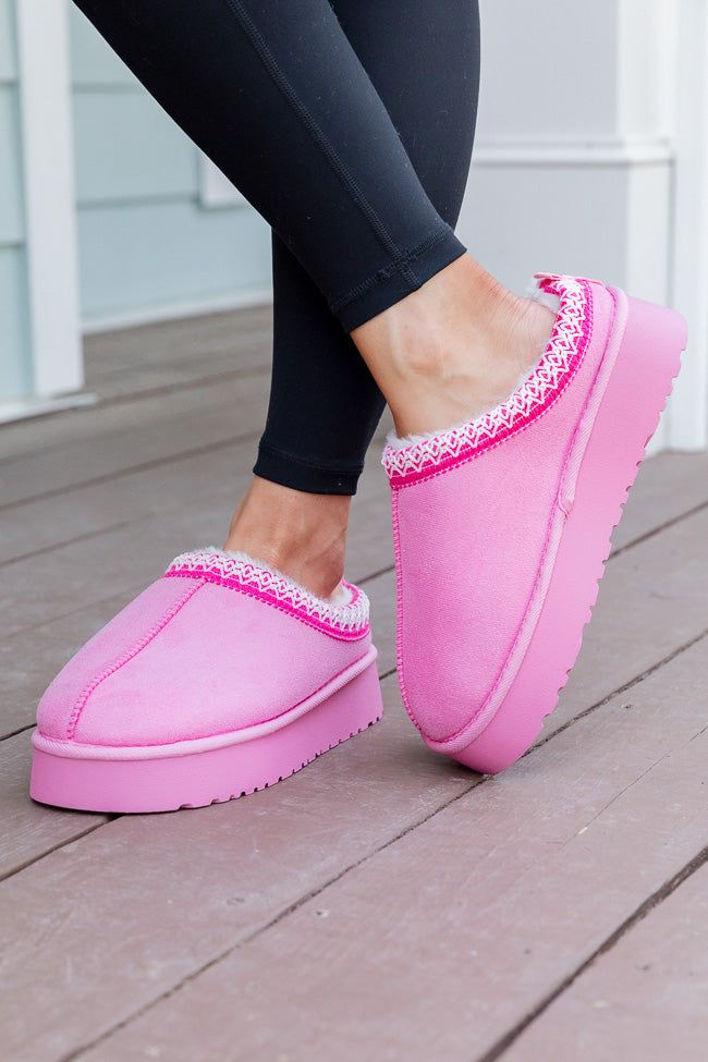 Sydney Pink Platform Slipper sold by Pink Lily
