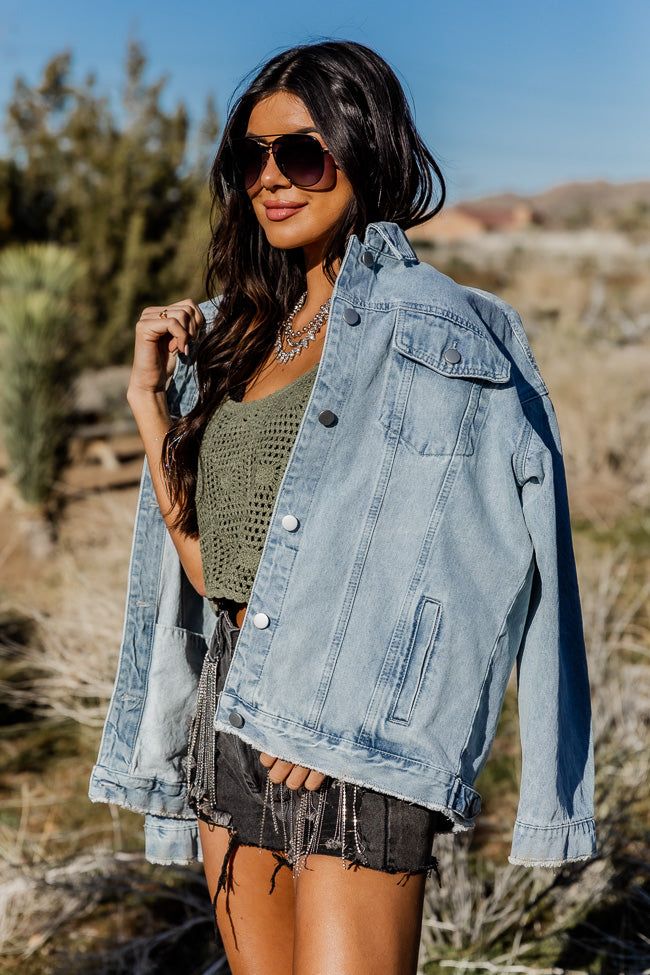 Good Jeans Light Wash Boyfriend Fit Denim Jacket FINAL SALE sold by Pink Lily