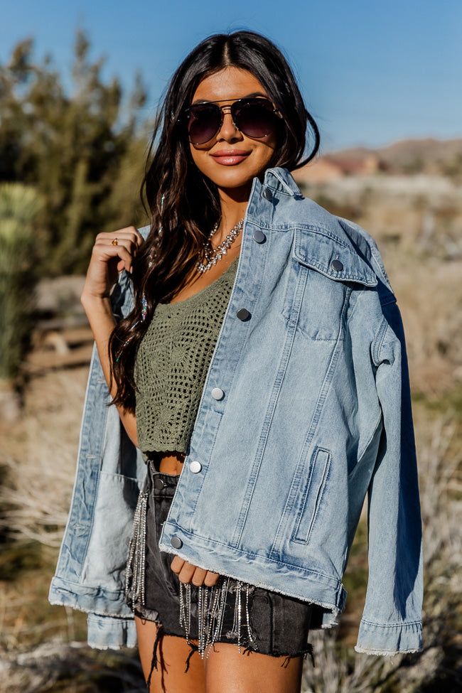 Good Jeans Light Wash Boyfriend Fit Denim Jacket FINAL SALE sold by Pink Lily product image thumbnail 2