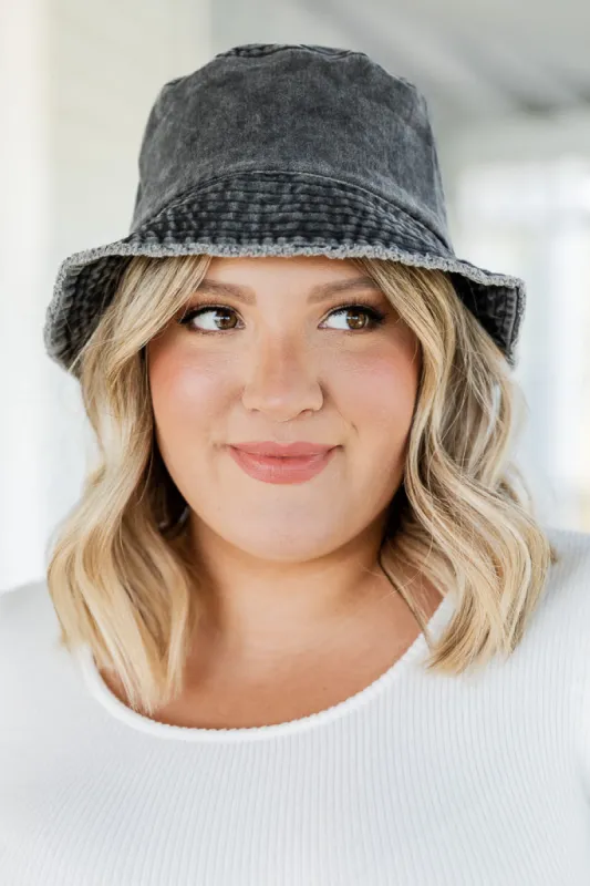 Happy Vibes Black Solid Bucket Hat FINAL SALE sold by Pink Lily