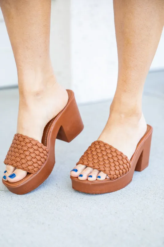 Jackie Camel Braided Chunky Heel FINAL SALE sold by Pink Lily