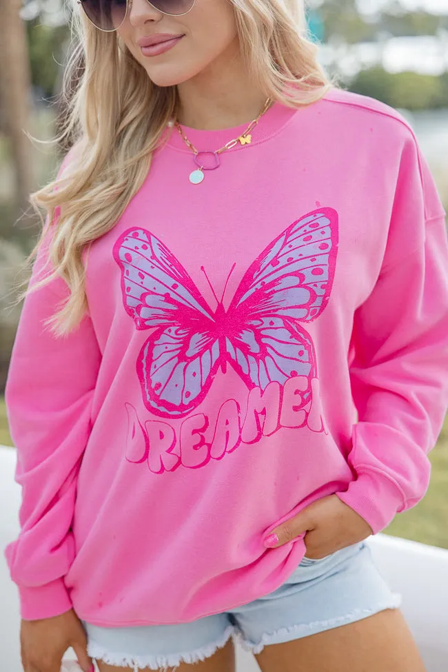 Butterfly Dreamer Pink Oversized Graphic Sweatshirt sold by Pink Lily product image thumbnail 2