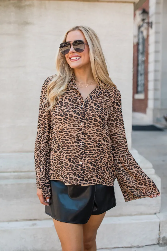 Along For The Drive Leopard Print Bell Sleeve Blouse FINAL SALE sold by Pink Lily product image thumbnail 3
