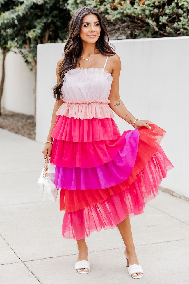 Find Myself Multi Color Tiered Tulle Dress FINAL SALE sold by Pink Lily