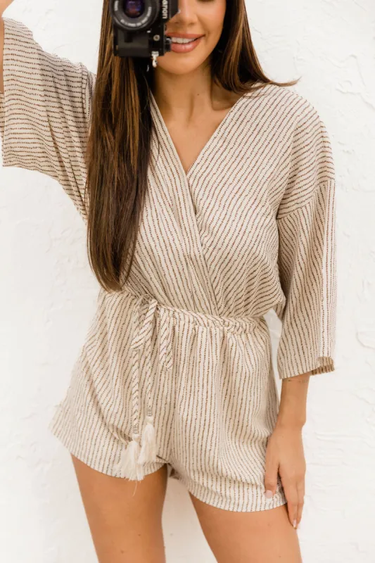 Sweet Escape Taupe Romper FINAL SALE sold by Pink Lily