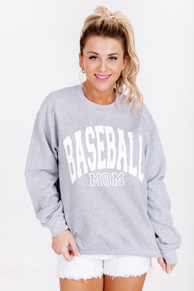 Baseball Mom Block Grey Graphic Sweatshirt sold by Pink Lily product image thumbnail 3