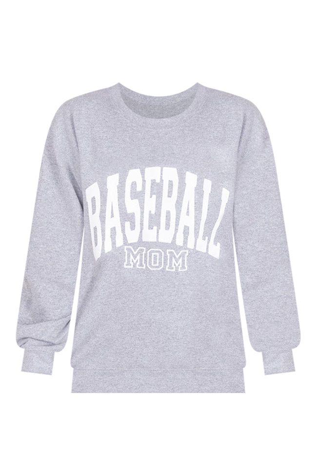 Baseball Mom Block Grey Graphic Sweatshirt sold by Pink Lily product image thumbnail 4