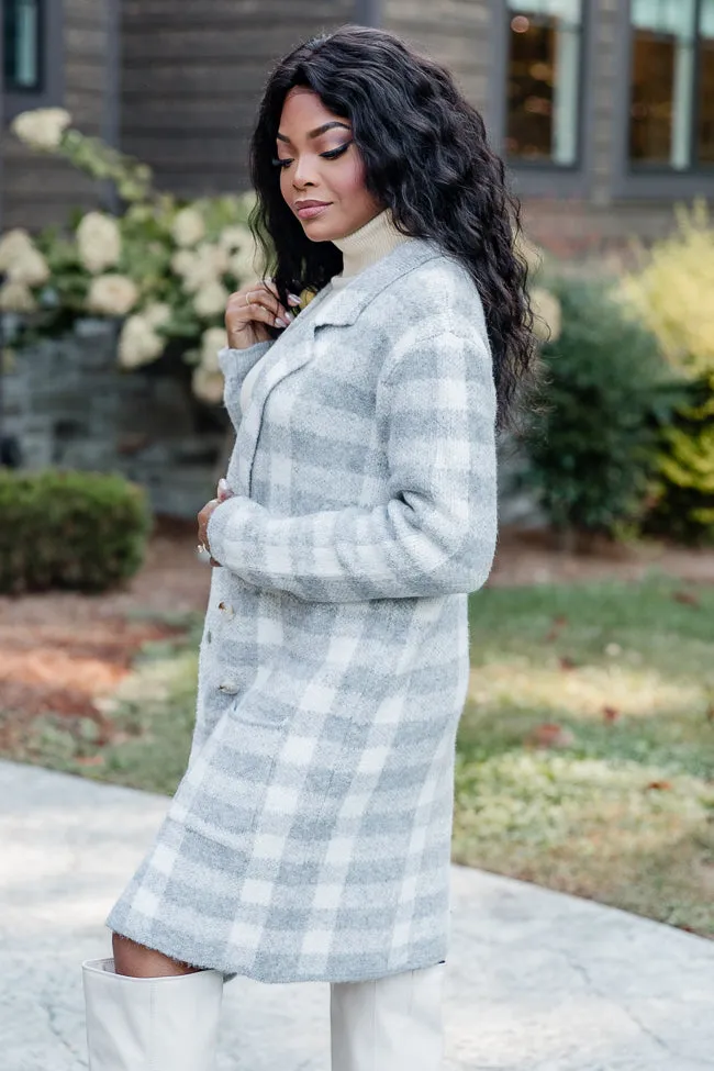 Time Rolls By Grey Plaid Cardigan Coat FINAL SALE sold by Pink Lily product image thumbnail 3