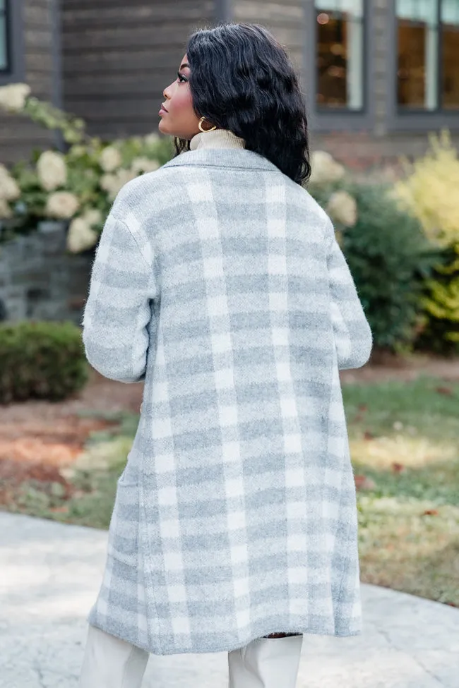 Time Rolls By Grey Plaid Cardigan Coat FINAL SALE sold by Pink Lily product image thumbnail 4