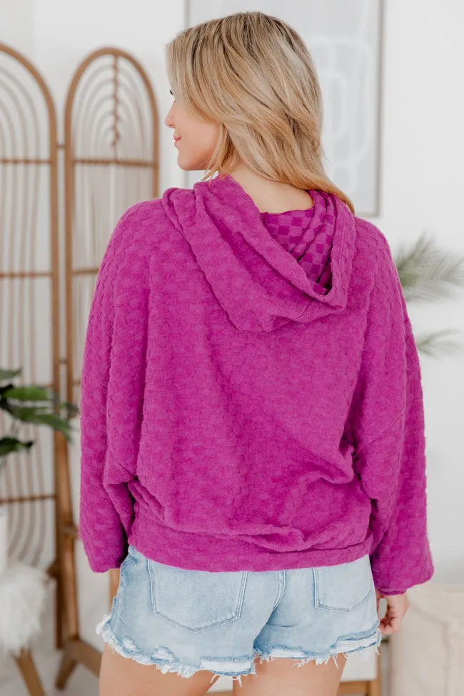 Holding On Magenta Brushed Knit Checkered Hoodie FINAL SALE sold by Pink Lily product image thumbnail 4