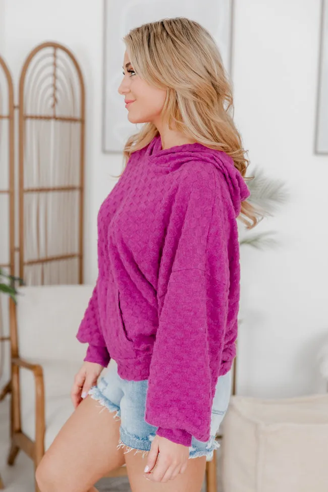Holding On Magenta Brushed Knit Checkered Hoodie FINAL SALE sold by Pink Lily product image thumbnail 3