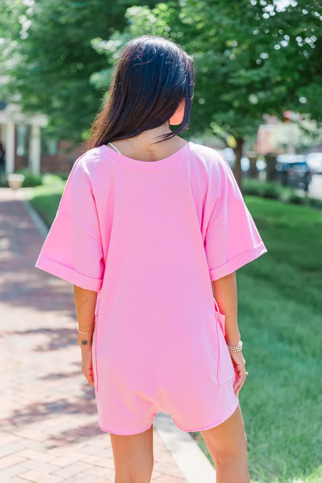 On A Daily Basis Pink Deep V-Neck Pocketed Romper FINAL SALE sold by Pink Lily product image thumbnail 4