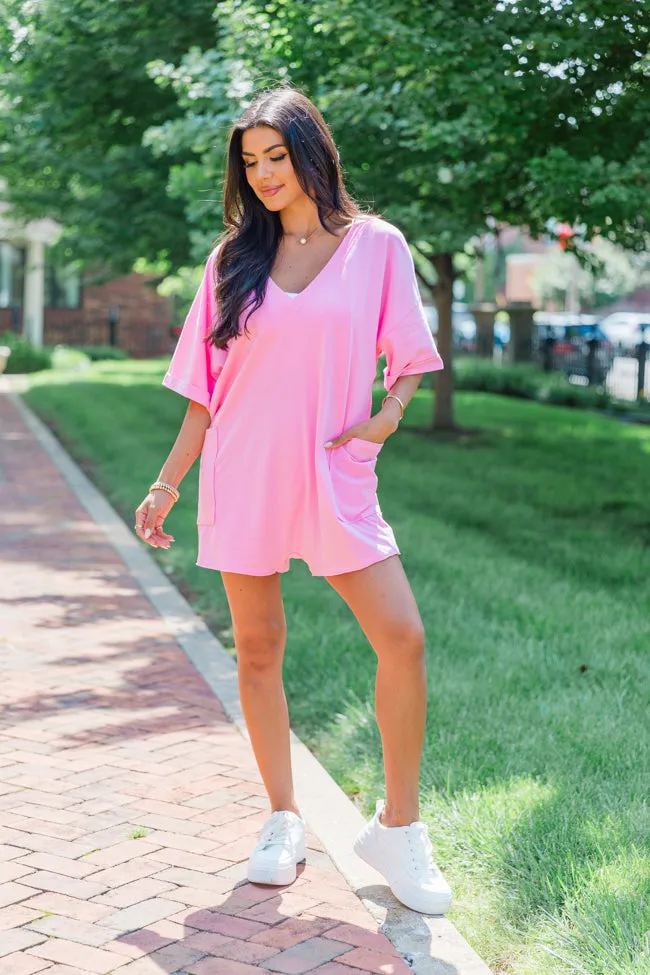 On A Daily Basis Pink Deep V-Neck Pocketed Romper FINAL SALE sold by Pink Lily product image thumbnail 2