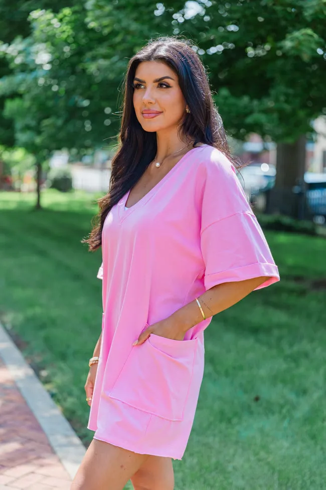 On A Daily Basis Pink Deep V-Neck Pocketed Romper FINAL SALE sold by Pink Lily product image thumbnail 3