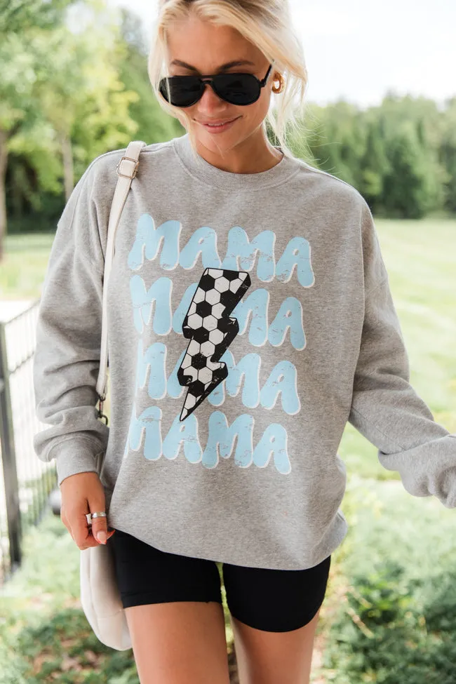 Mama Repeat Soccer Light Grey Graphic Sweatshirt sold by Pink Lily product image thumbnail 4
