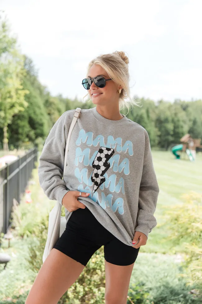 Mama Repeat Soccer Light Grey Graphic Sweatshirt sold by Pink Lily