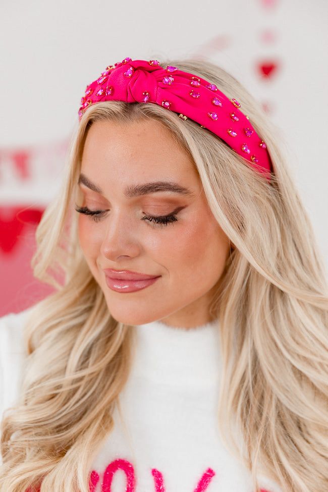 Hot Pink Rhinestone Headband sold by Pink Lily