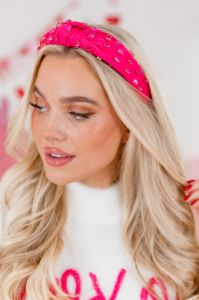 Hot Pink Rhinestone Headband sold by Pink Lily
