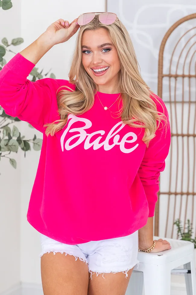 Babe Hot Pink Oversized Graphic Sweatshirt sold by Pink Lily product image thumbnail 4
