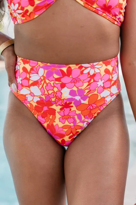 Aruba Adventures Red Tropical Printed High Waisted Bikini Bottoms FINAL SALE sold by Pink Lily