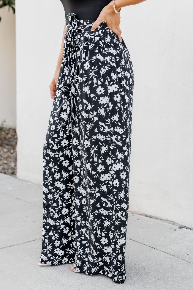 Gotta Have It Black Floral Tie Waist Pants sold by Pink Lily product image thumbnail 2