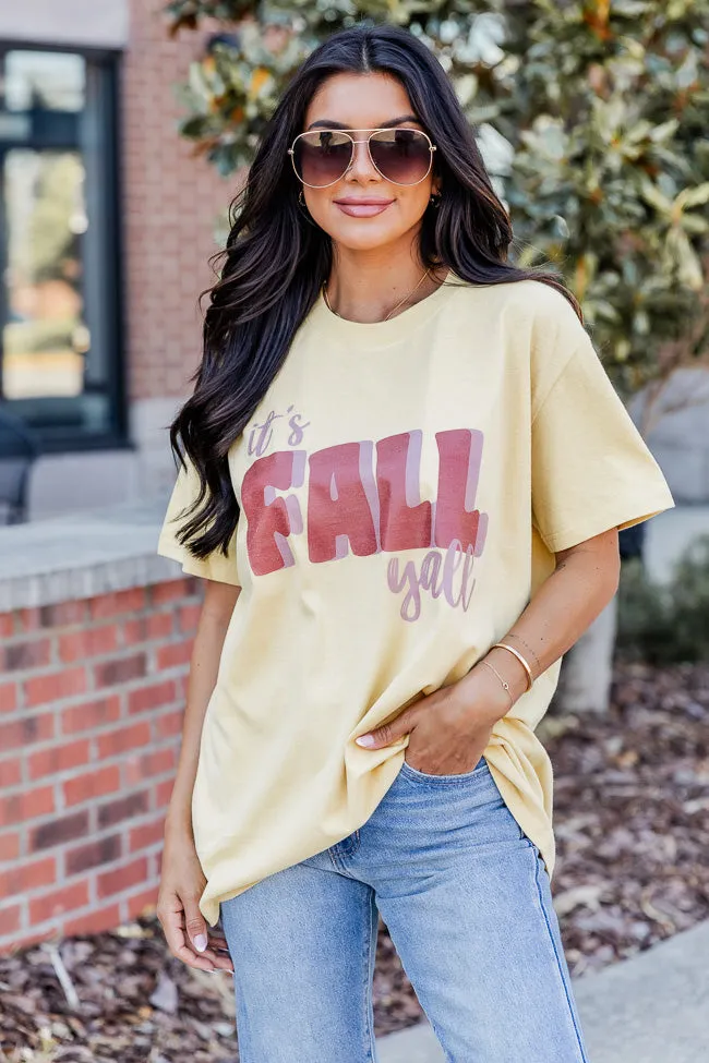It's Fall Y'all Mustard Oversized Graphic Tee sold by Pink Lily