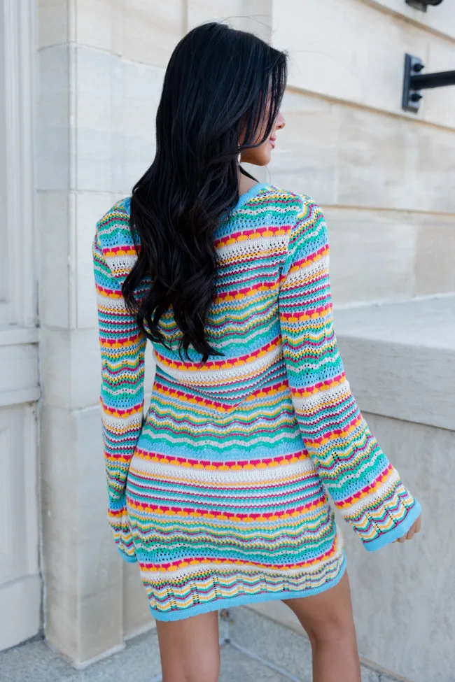 What It Is Multi Stripe Crochet Mini Dress FINAL SALE sold by Pink Lily product image thumbnail 4