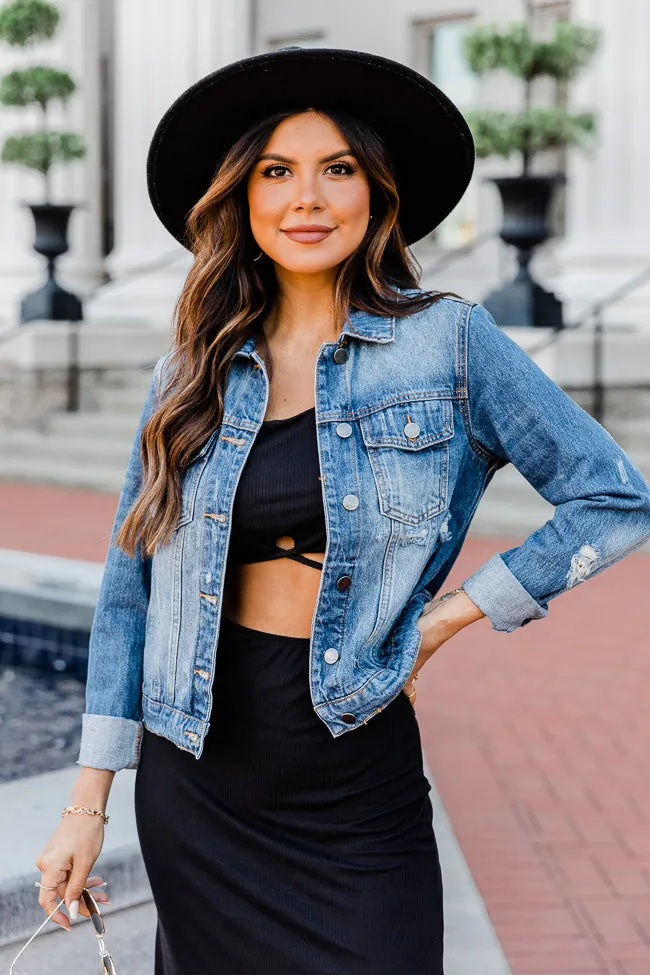 Stay Beautiful Dark Wash Denim Jacket FINAL SALE sold by Pink Lily product image thumbnail 4